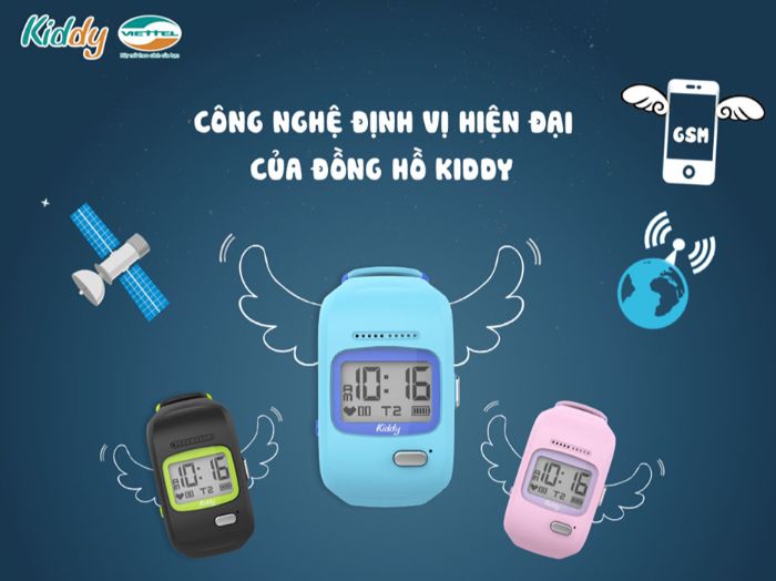 Đồng hồ Kiddy có công nghệ định vị hiện đại với cả 3 phương thức phổ biến